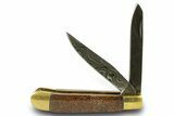 Pocket Knife with Fossil Dinosaur Bone Inlays & Base #370785-3